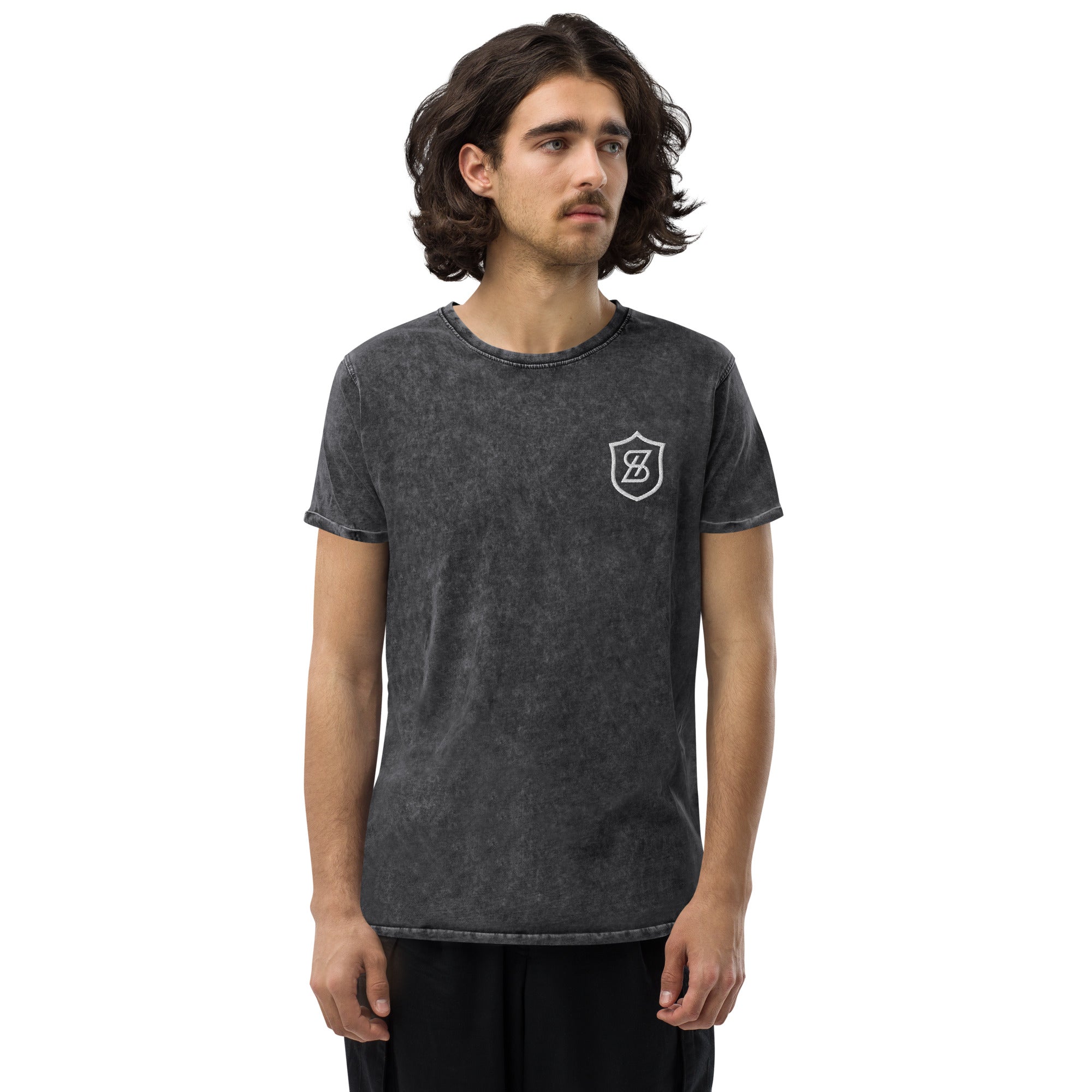 Men's Embroidered Denim T-Shirt